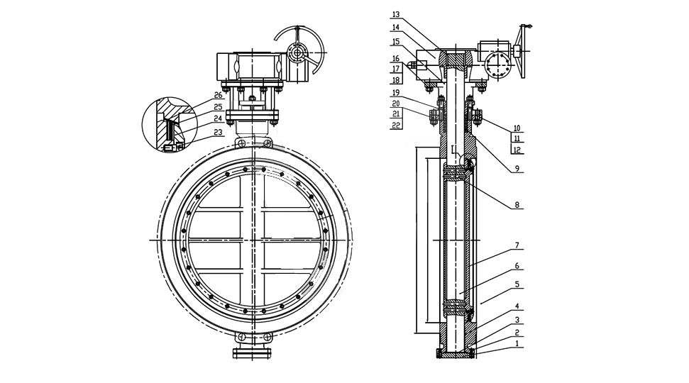 Three Eccentric Wafer Butterfly Valve